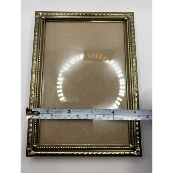 Vintage Gold Tone Picture Frame Holds 5x7 Inches Velvet Backing Used - Picture 16 of 16